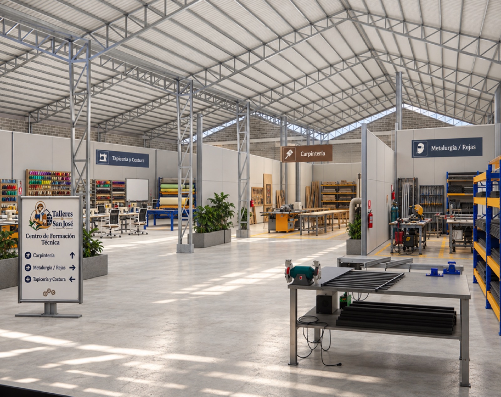 Render conceptual: la nave y su señalización de Talleres de San José